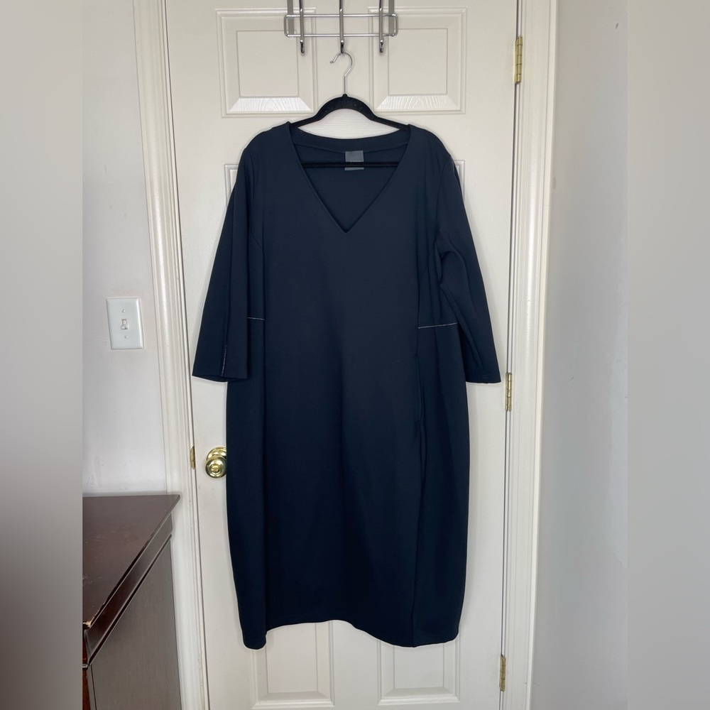 Persona by Marina Rinaldi Navy V-Neck Midi Dress XL
